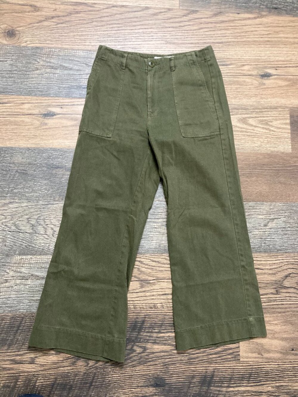 THE GREAT The Admiral Pant Army Green Wide Leg Utility Pants Women's 26
